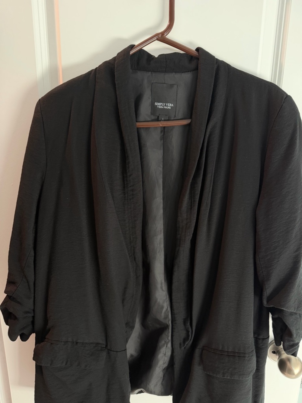 Simply Vera Vera Wang Black Draped Open-Front Blazer